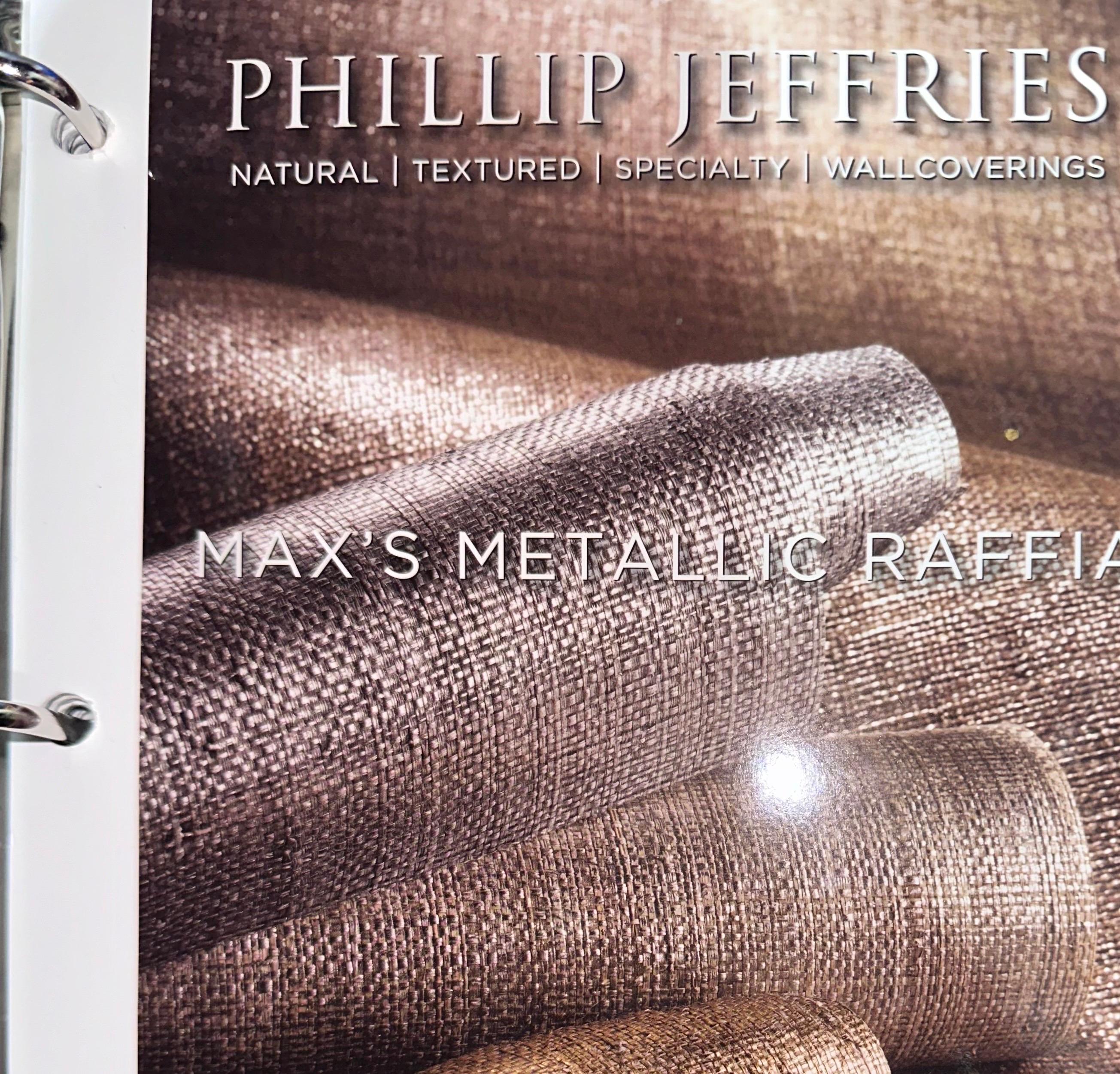 Philip Jeffries Natural Silver Max's Metallic Raffia Natural Wallcovering, Japan im Angebot 4