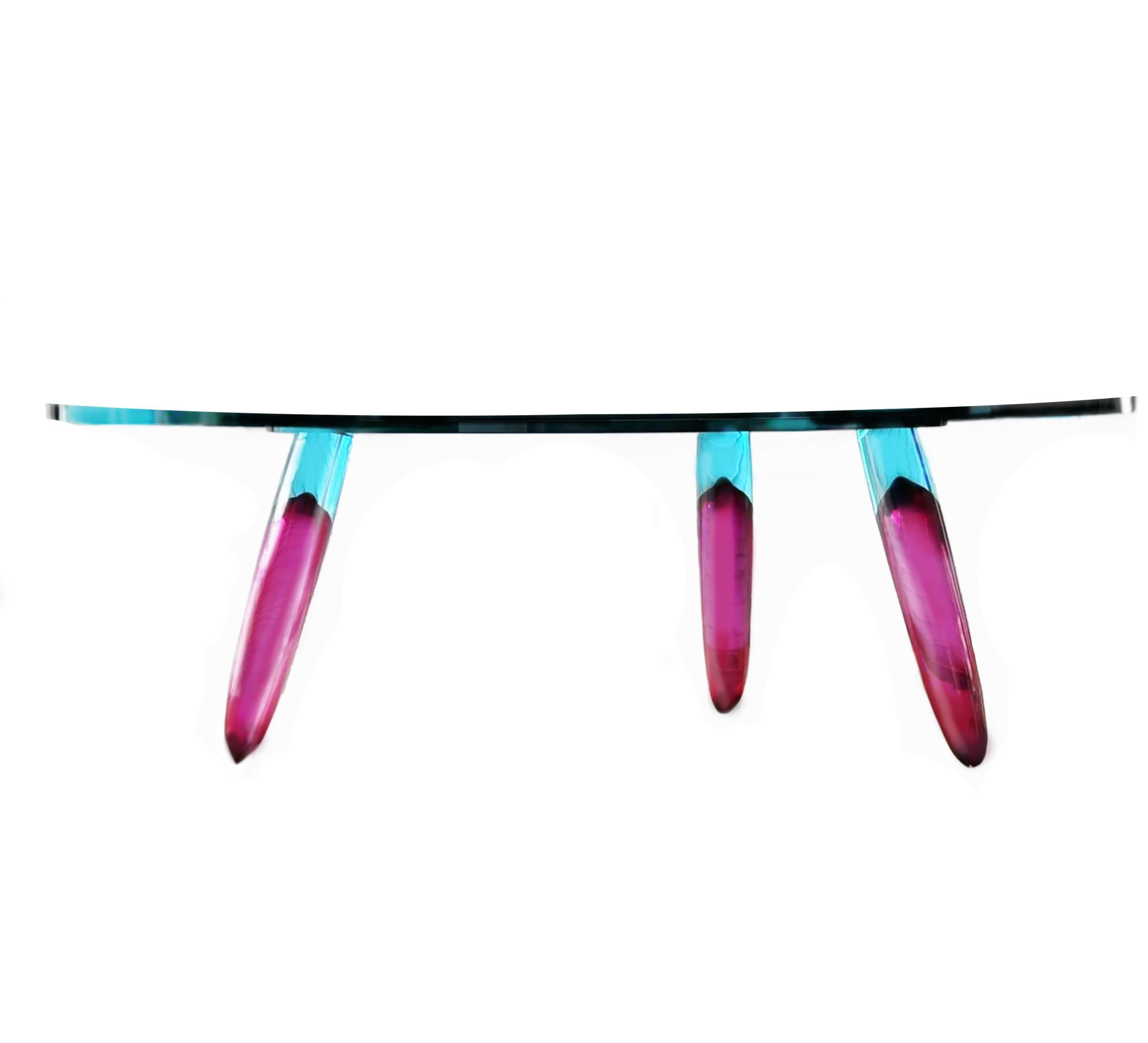 Roche Bobois Murano Art Glass Dining Table by Maurice Barilone, Purple & Blue In Good Condition In Brooklyn, NY