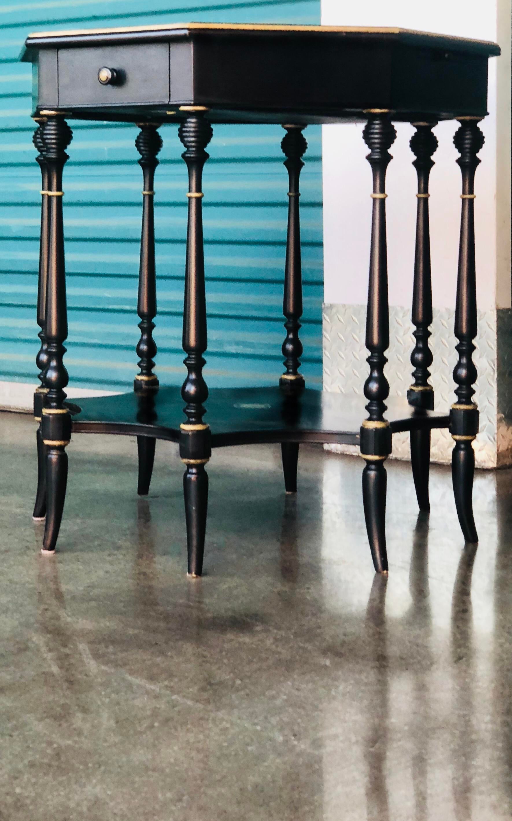 Vintage Americana Thomasville Ernest Hemingway Ebonized Gilt Table