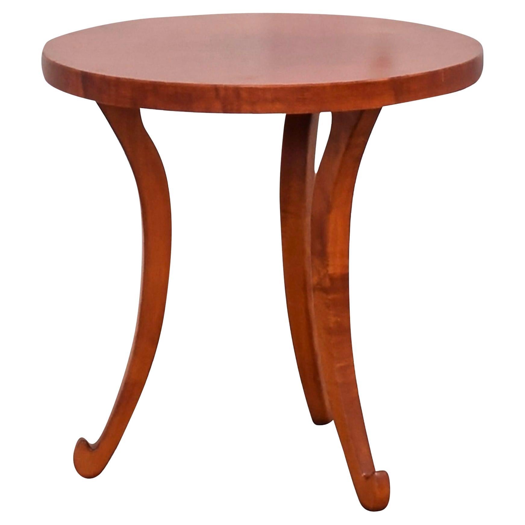 Postmodern Curly Maple Round Side Table by Dialogica, New York, 1990s For Sale