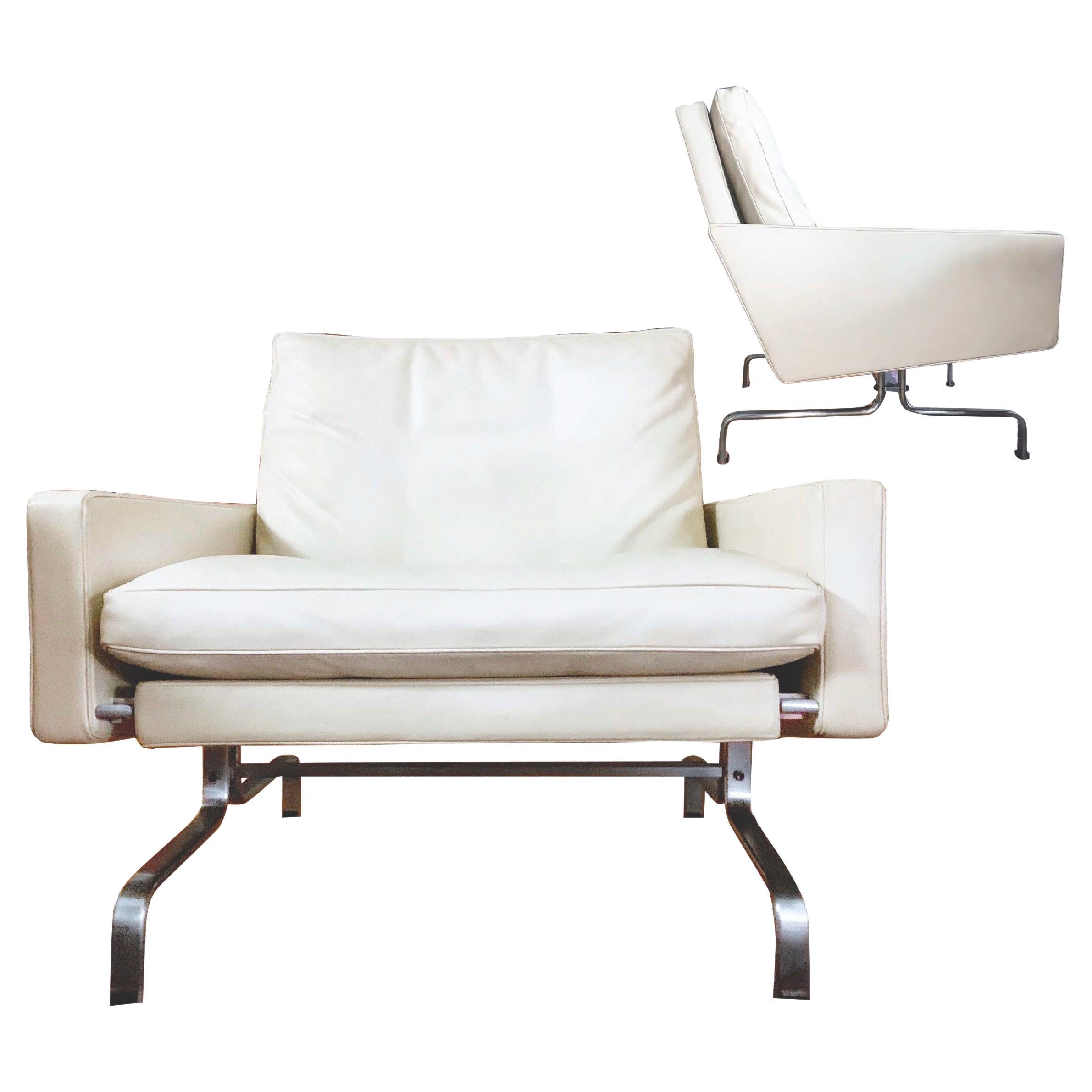 Poul Kjaerlohm for Fritz Hansen PK 31 Easy Armchair in Ivory White Leather 1958 For Sale