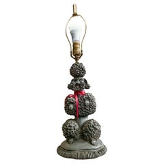 Original Poodle-Tischlampe von Phyllis Morris, signiert, schwarz, 1952, Vintage-Lampenschirm