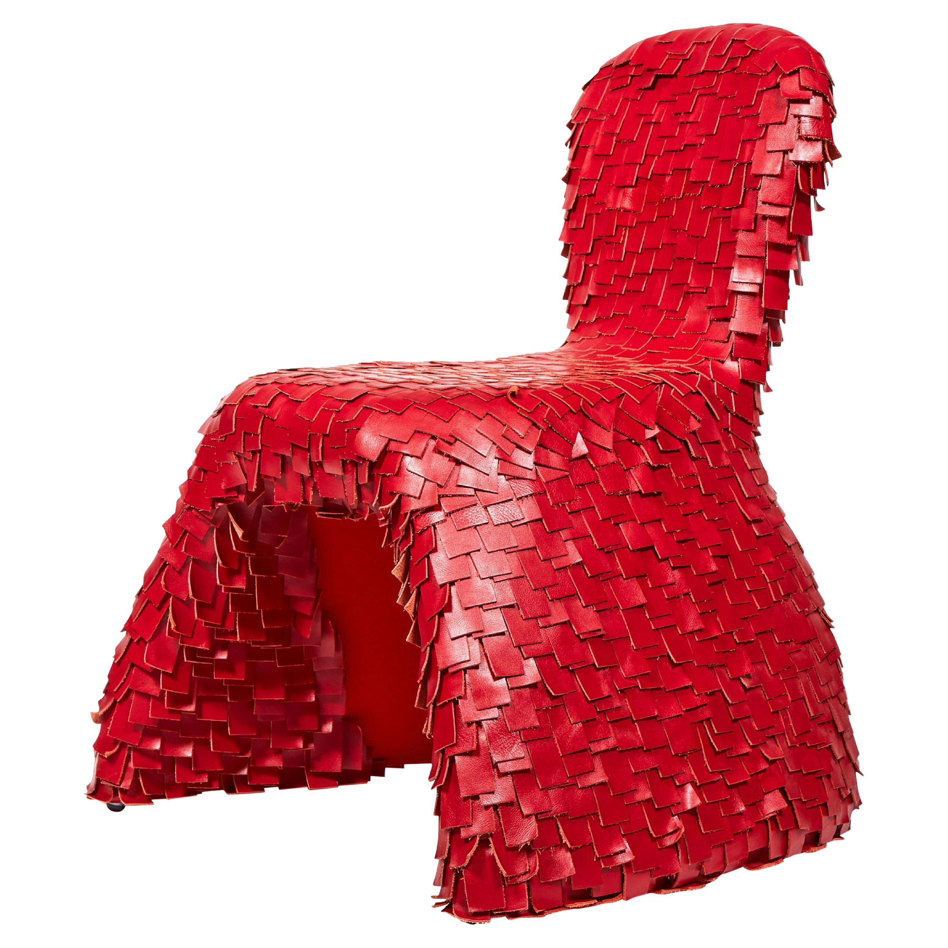 Organic Modern Leather Red Queen Chair by Tord Boontje for Moroso, Italy, 2004