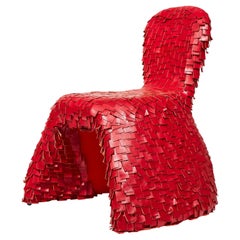 Organic Modern Leather Red Queen Chair by Tord Boontje for Moroso, Italy, 2004
