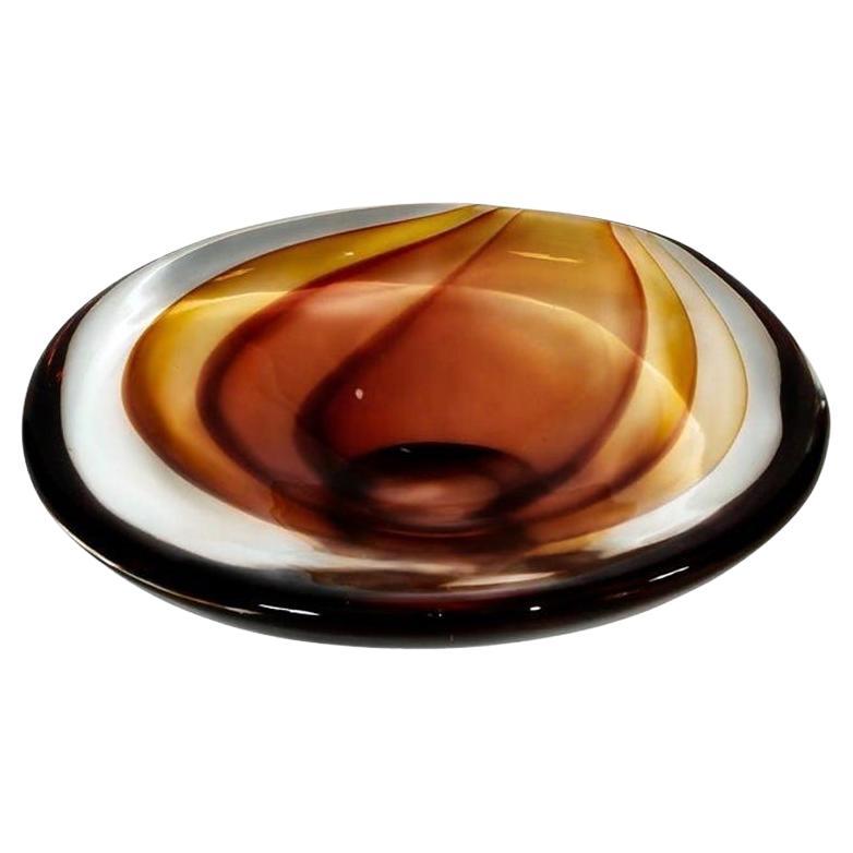 Antonio Da Ros for Cenedese, Sommerso Murano Art Glass Bowl, Vide-Poche, Amber