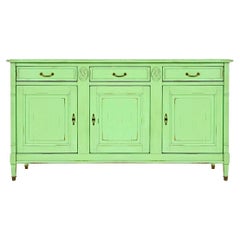 French Provincial Custom Green Grange Furniture Cupboard, Sideboard, Handmade