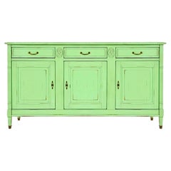 French Provincial Custom Green Grange Furniture Cupboard, Sideboard, Handmade