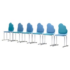 Yrjö Kukkapuro Cloud Chair Set of 6, Sky Blue and Teal, Avarte Finland, 1984