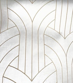 Used Phillip Jeffries White Velvet Cocoon Wallpaper, Lasercut Gilt Velvet Textile