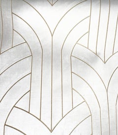 Phillip Jeffries Carta da parati Cocoon in velluto bianco, tessuto in velluto dorato tagliato a laser