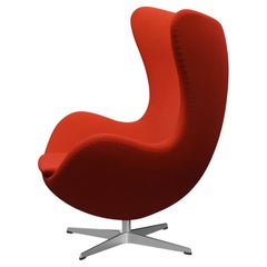 Vintage The Egg Chair by Arne Jacobsen for Fritz Hansen, Dark Orange Wool, Denmark, 1958