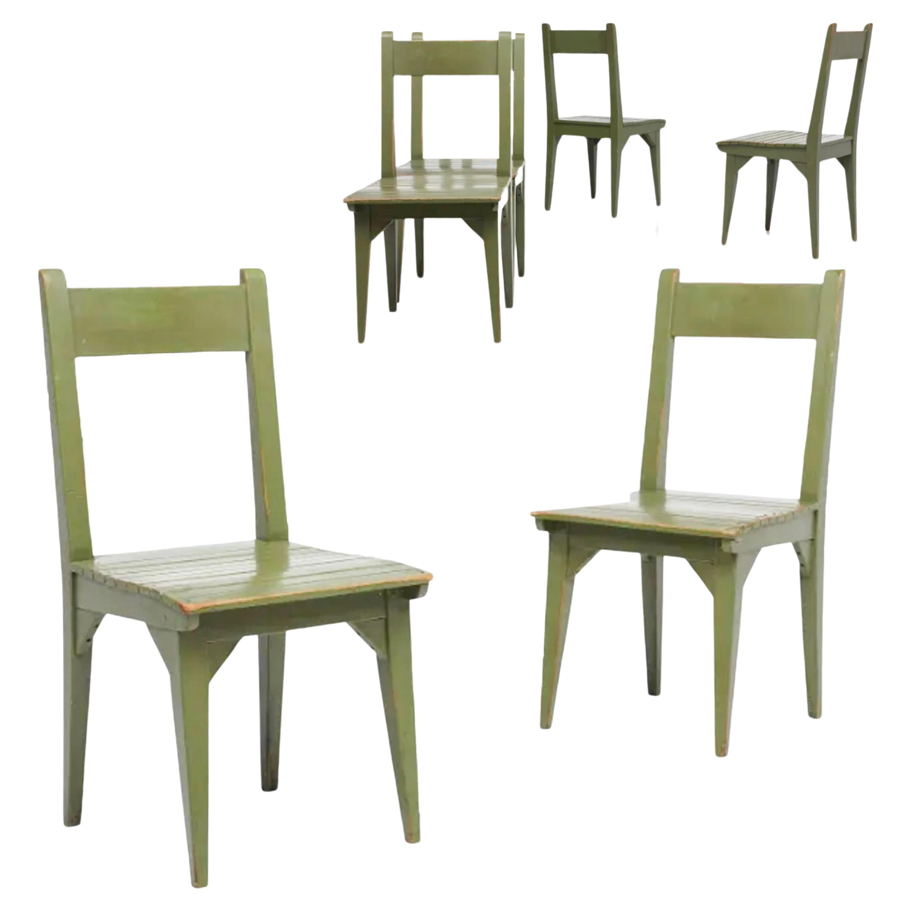 Roy McMakin, Ensemble de chaises de salle à manger en bois postmoderne peint sur mesure, 1982. Commande sur mesure réalisée par Domestic Furniture, Californie.  Chacun : 35