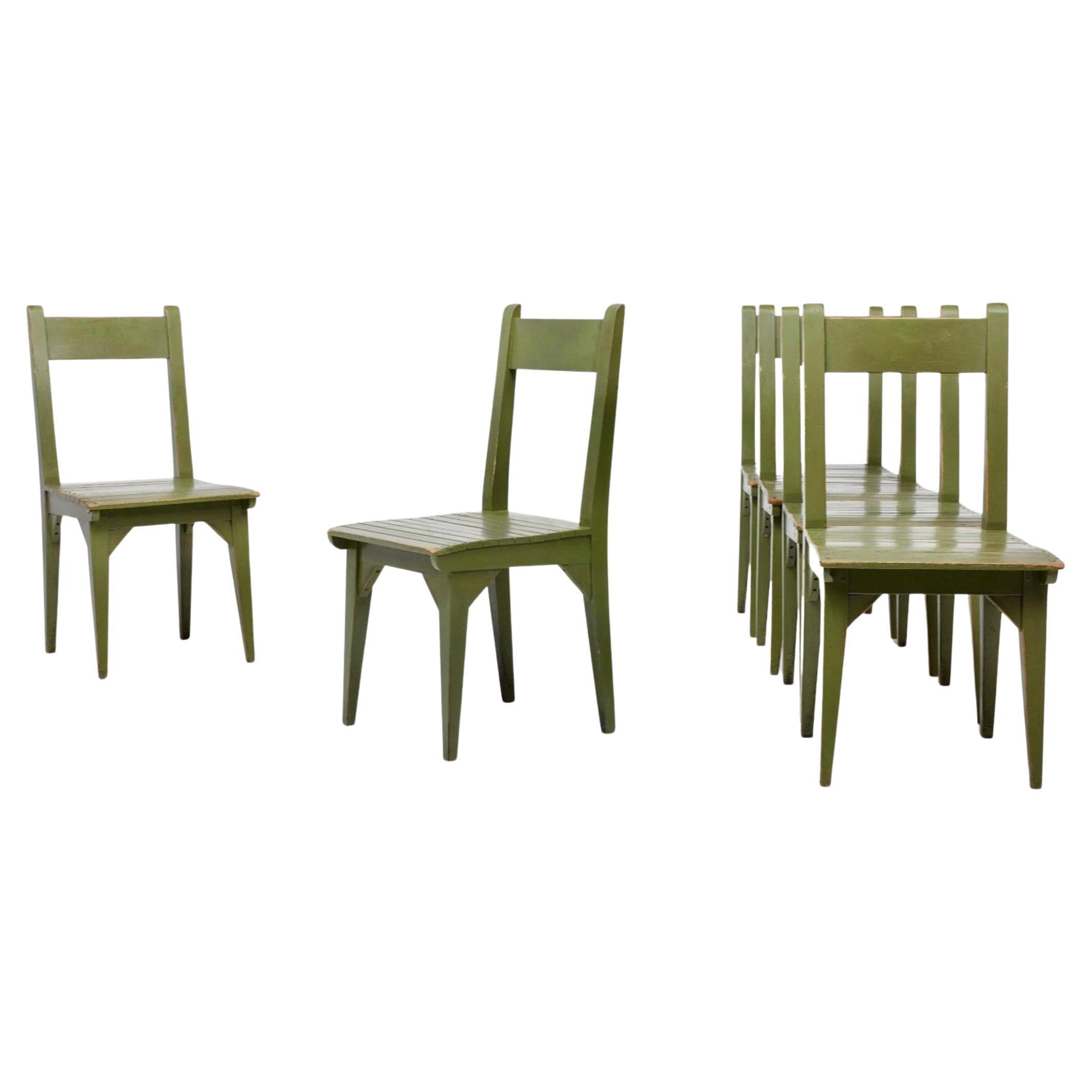 Postmoderne Roy McMakin ensemble de 6 chaises de salle à manger postmodernes en bois peint, vert, 1982, États-Unis en vente