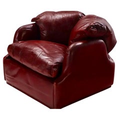 Retro Confidential Cordovan Leather Lounge Chair, Alberto Rosselli for Saporiti Italy