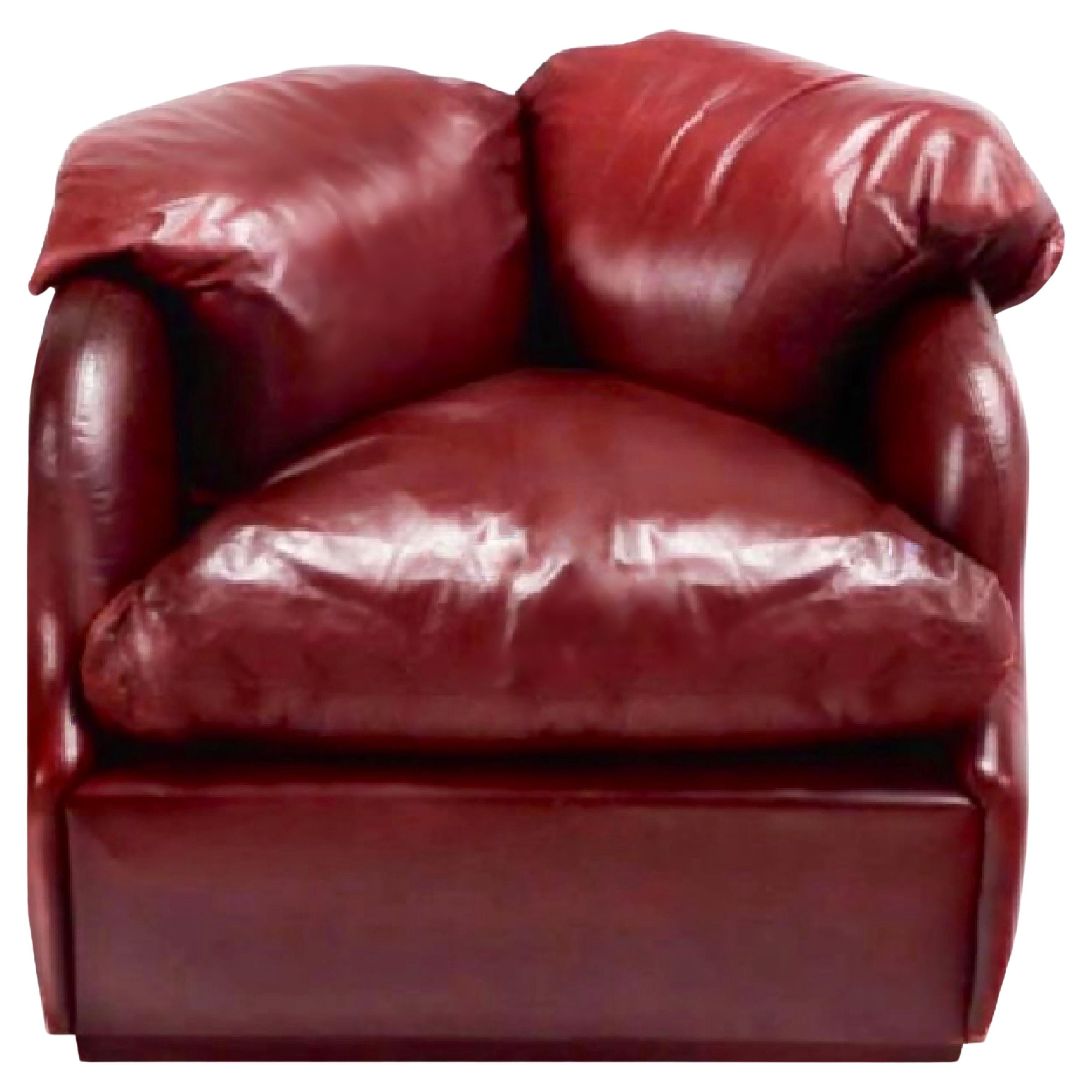 Confidential Cordovan Leather Lounge Chair, Alberto Rosselli for Saporiti Italy
