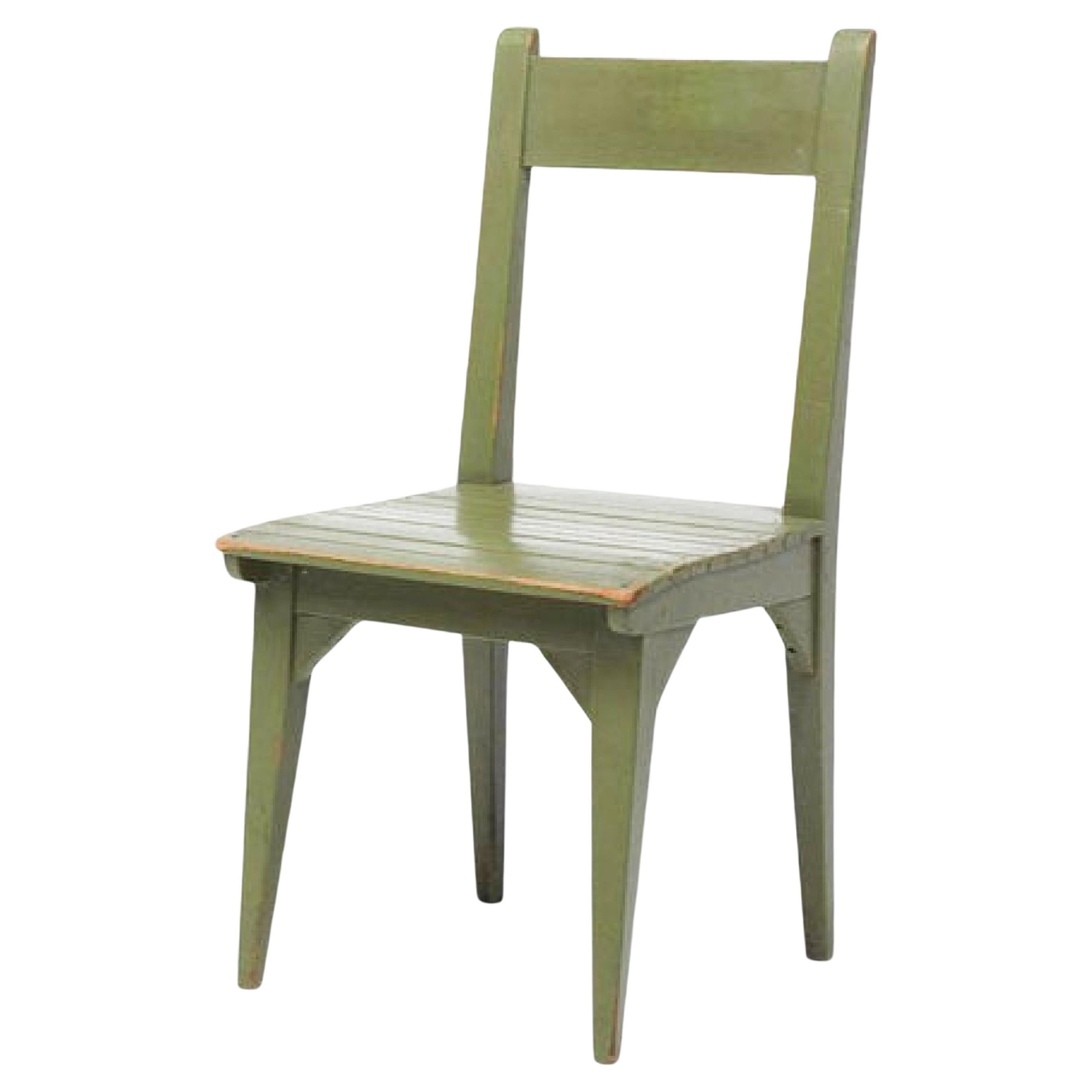 Roy McMakin Painted Wood Postmodern Dining Chair, Green, 1982, USA. For Sale