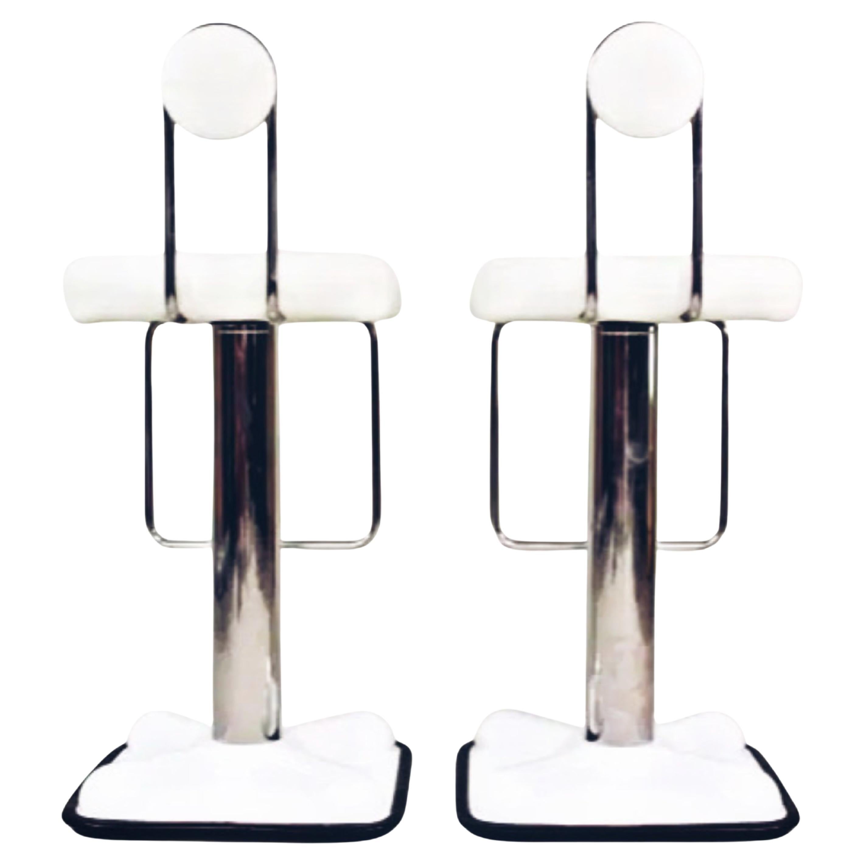 Joe Colombo for Zanotta Italia White & Cream Leather Swivel Stool, 1970