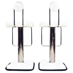 Joe Colombo for Zanotta Italia White & Cream Leather Swivel Stool, 1970