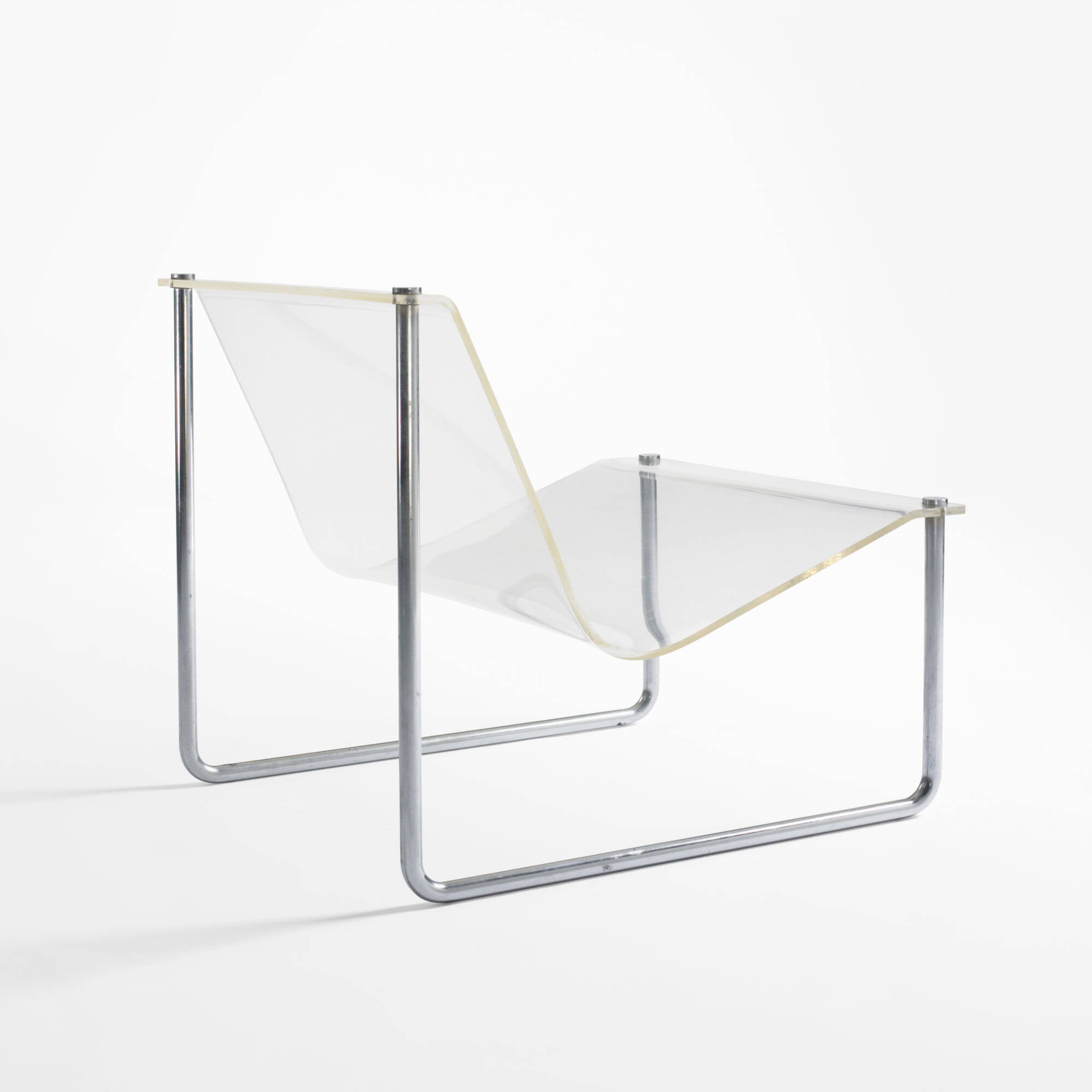 Charles Hollis Jones Sled Lounge Chair, signed, dated 1968, Lucite, Steel, USA.
