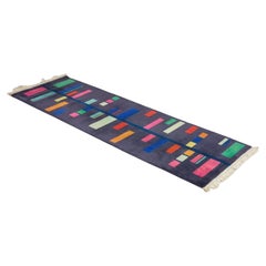 Gugliomo Veronesi  Tapis en laine Color-Block noué à la main Runner, milieu du siècle, Italie.