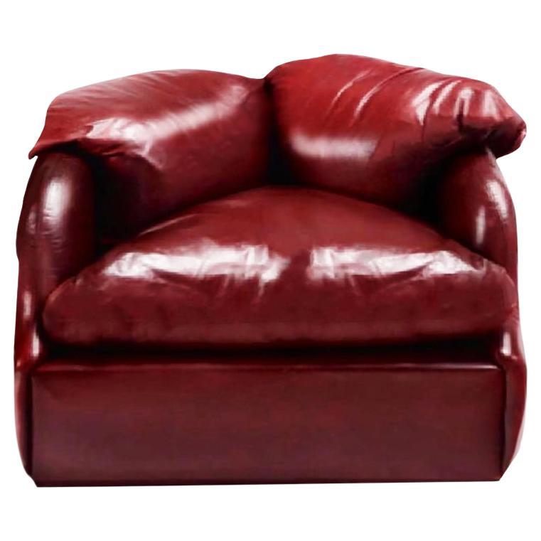 Chaise longue confidentielle en cuir de cordovan, Alberto Rosselli pour Saporiti Italie en vente