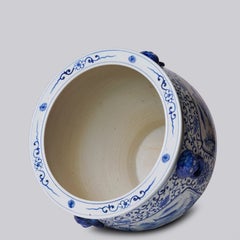 Blue and White Landscape Cartouche Porcelain Planter
