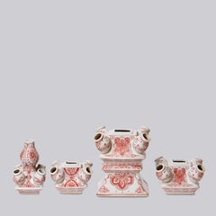 Red and White Decorative Floral Short Porcelain Tulipiere