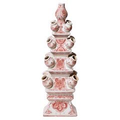 Red and White Decorative Floral Short Porcelain Tulipiere