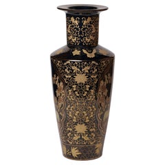 Large Porcelain Vase in Black and Gold