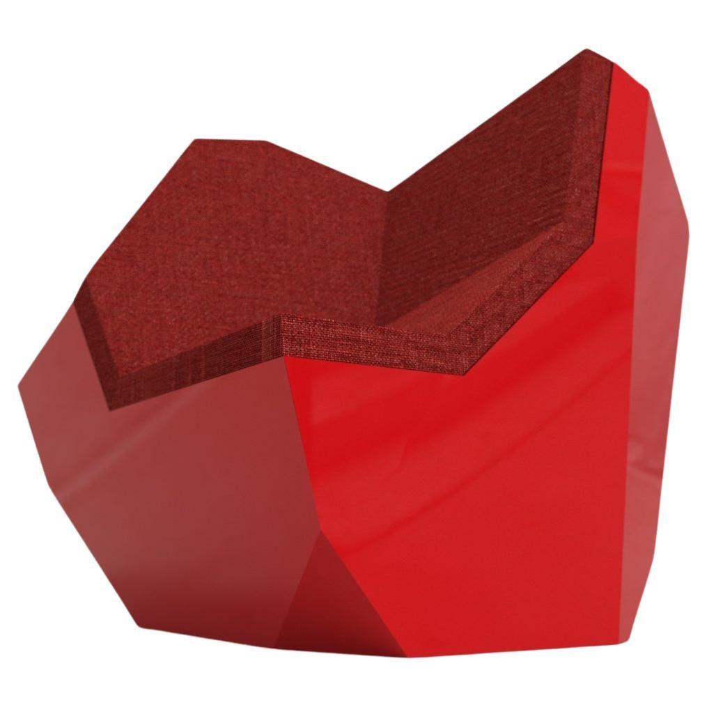 Fauteuil en pierre roulante rouge du 21e siècle avec assise modulaire en aluminium pour l'extérieur