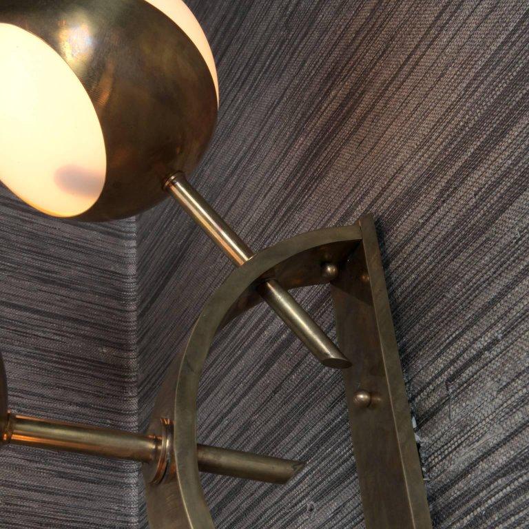 Mid-Century Modern Triple Orb Brass and Opal Glass Wall Lights in the Style of Stilnovo