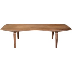 Canaletto Walnut Bench with Carved Top by Miduny, Made in Italy