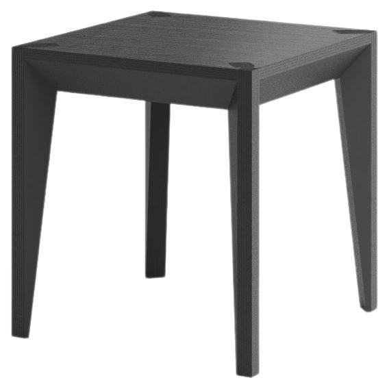 Ebonized Wood All Black MiMi Side Table by Miduny, Made in Italy, Carved Top For Sale