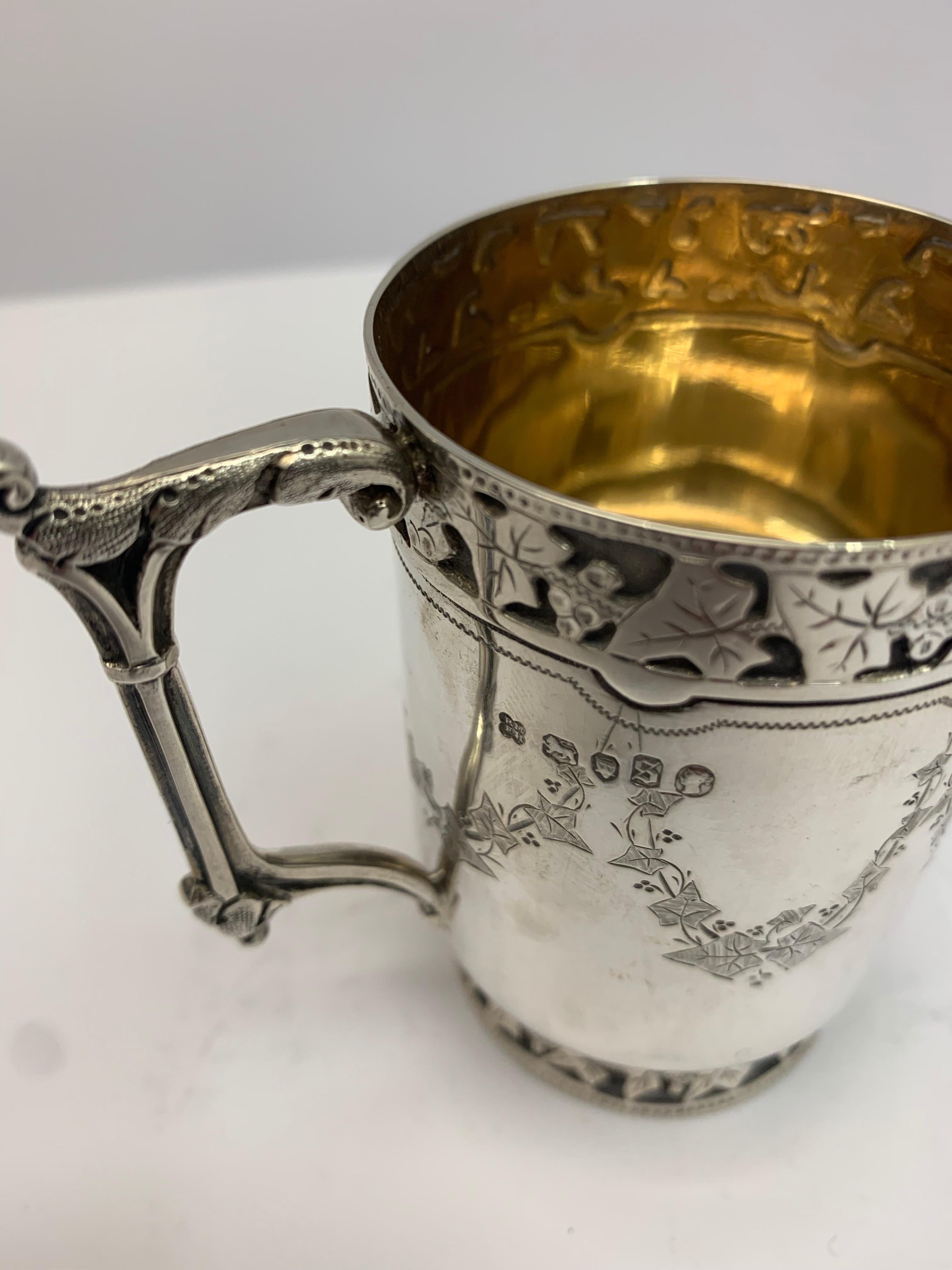 Late 19th Century 19th Century Small Antique Silver Mug For Sale