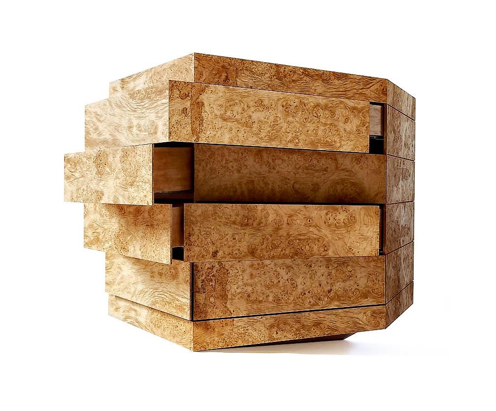 Contemporary Latvian Burl Chest of Drawers 