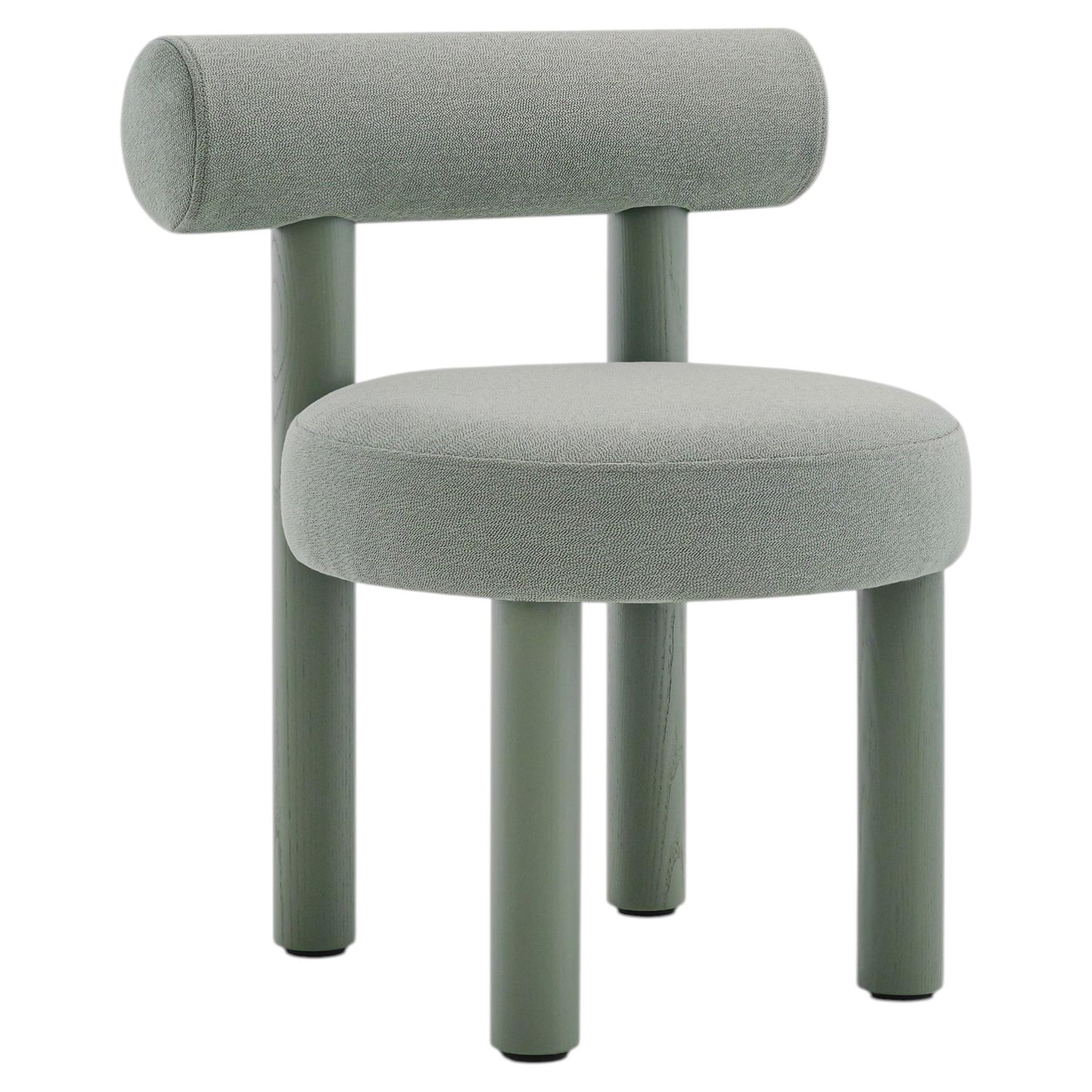 Minimalist Dining Chair Gropius CS1 in Wool by NOOM, Ash Legs, Turquoise