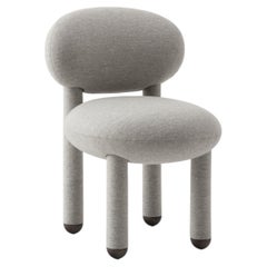 Rounded Dining Chair in Grey Wool — Flock CS1 by NOOM, Organic Modern