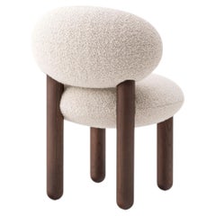 Flock Modern Dining Chair CS2 by NOOM with Stained Ash Legs, Off-White Boucle