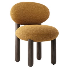 Flock Accent Chair СS2 with Wooden Legs by NOOM, Mustard Boucle