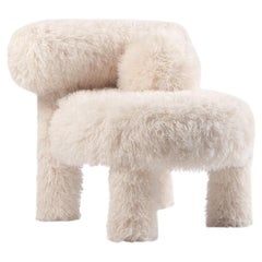 White Faux Fur Accent Low Chair — Gropius CS1 by NOOM