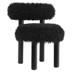 Sculptural Dining Chair in Black Faux Fur — Gropius CS2 by NOOM