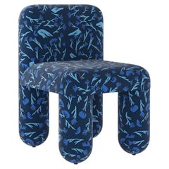 Curved Dining Chair Hello by NOOM, Floral Textile, Artistry Edition, Blue