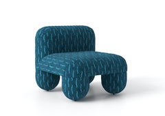 Patterned Lounge Chair in Velour — HELLO by NOOM, Ocean Blue