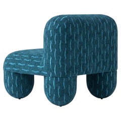 Patterned Lounge Chair in Velour — HELLO by NOOM, Ocean Blue