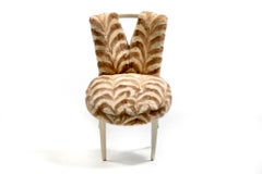 Paul Frankl Style Corset Back Side Chair Upholstered in Vintage Mink Fur