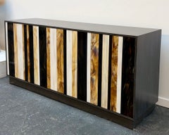 Modern Four Door Linea Platform Buffet in Ivory, Butterscotch and Chocolate