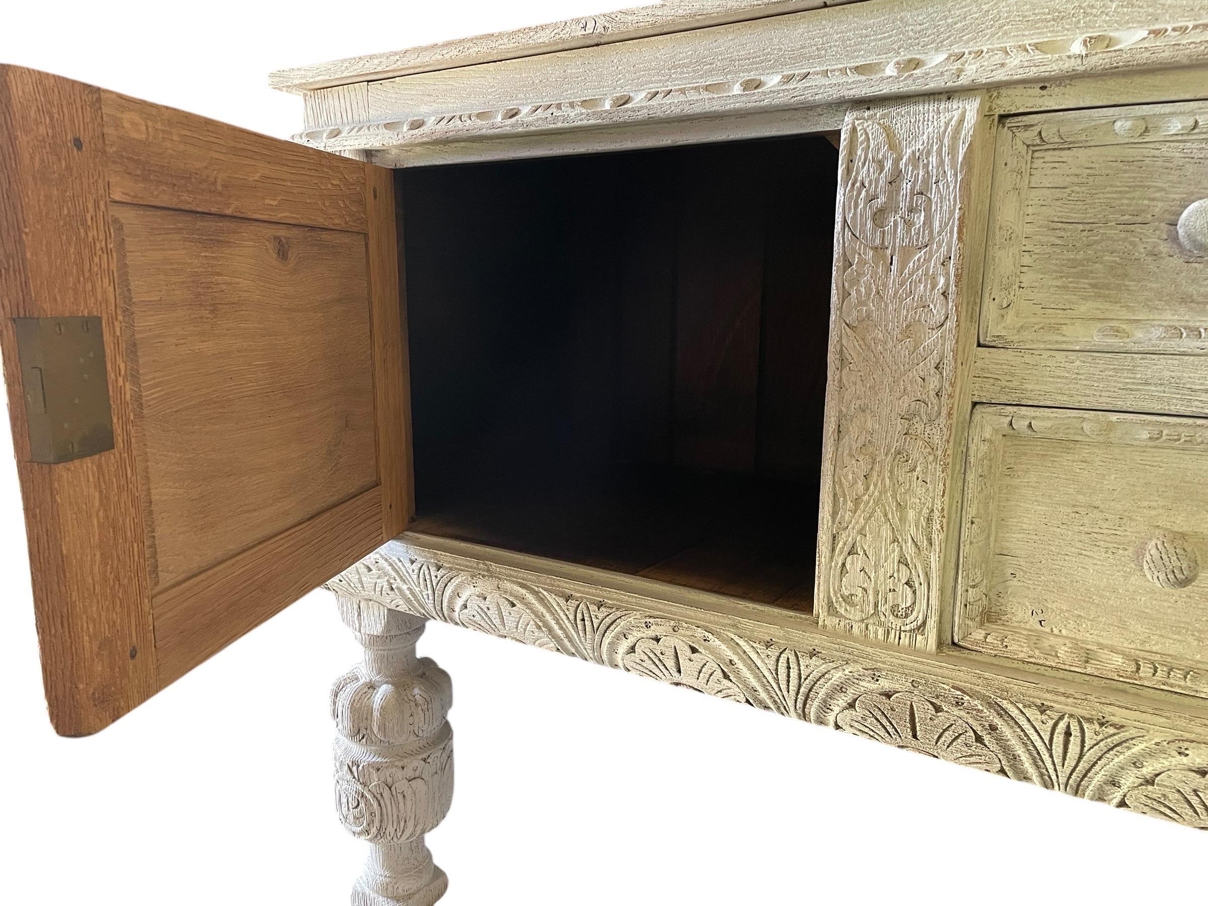 20th Century Limed Oak Sideboard Dresser For Sale