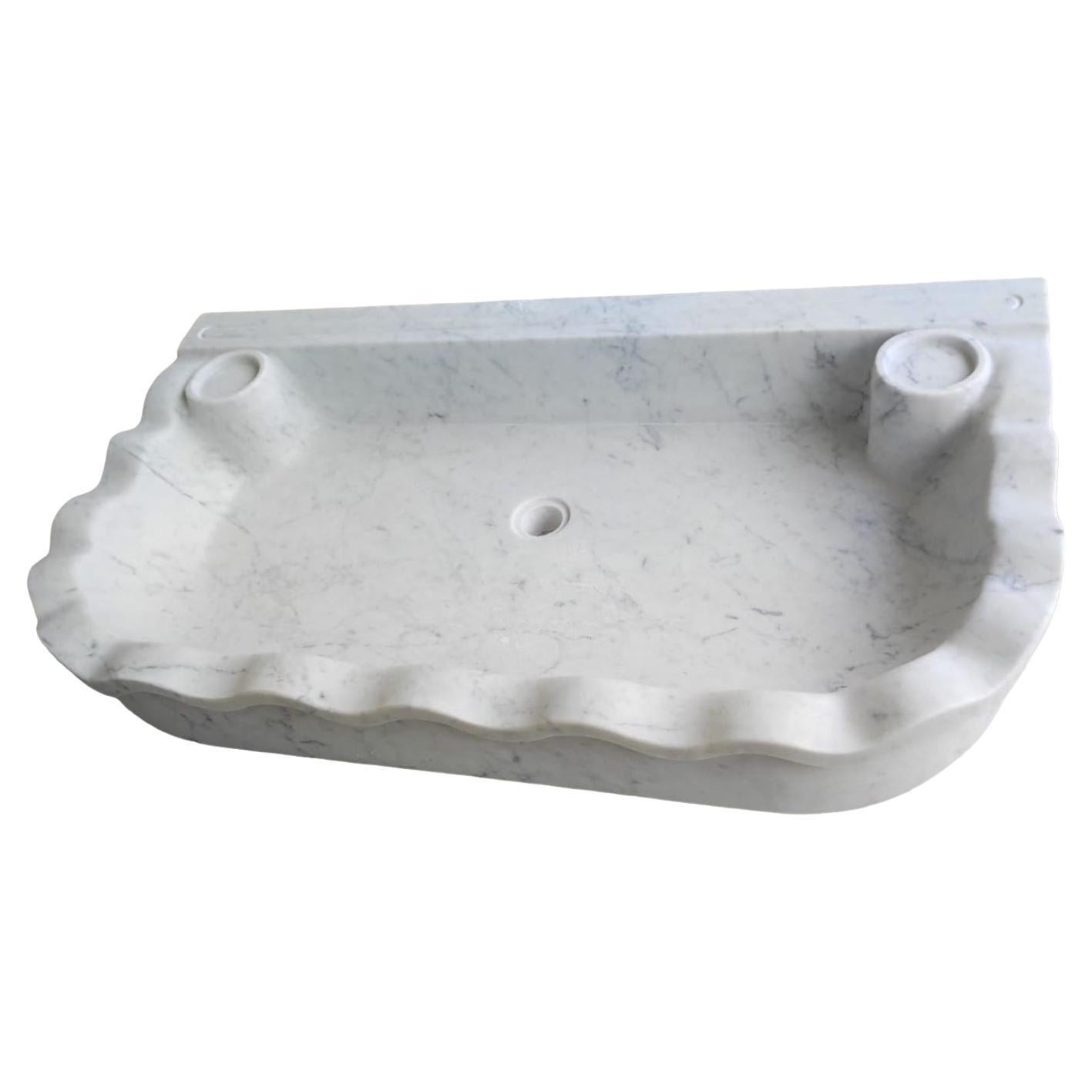 Fait main Lavabo de salle d'eau classique en marbre de Carrara Stone en vente