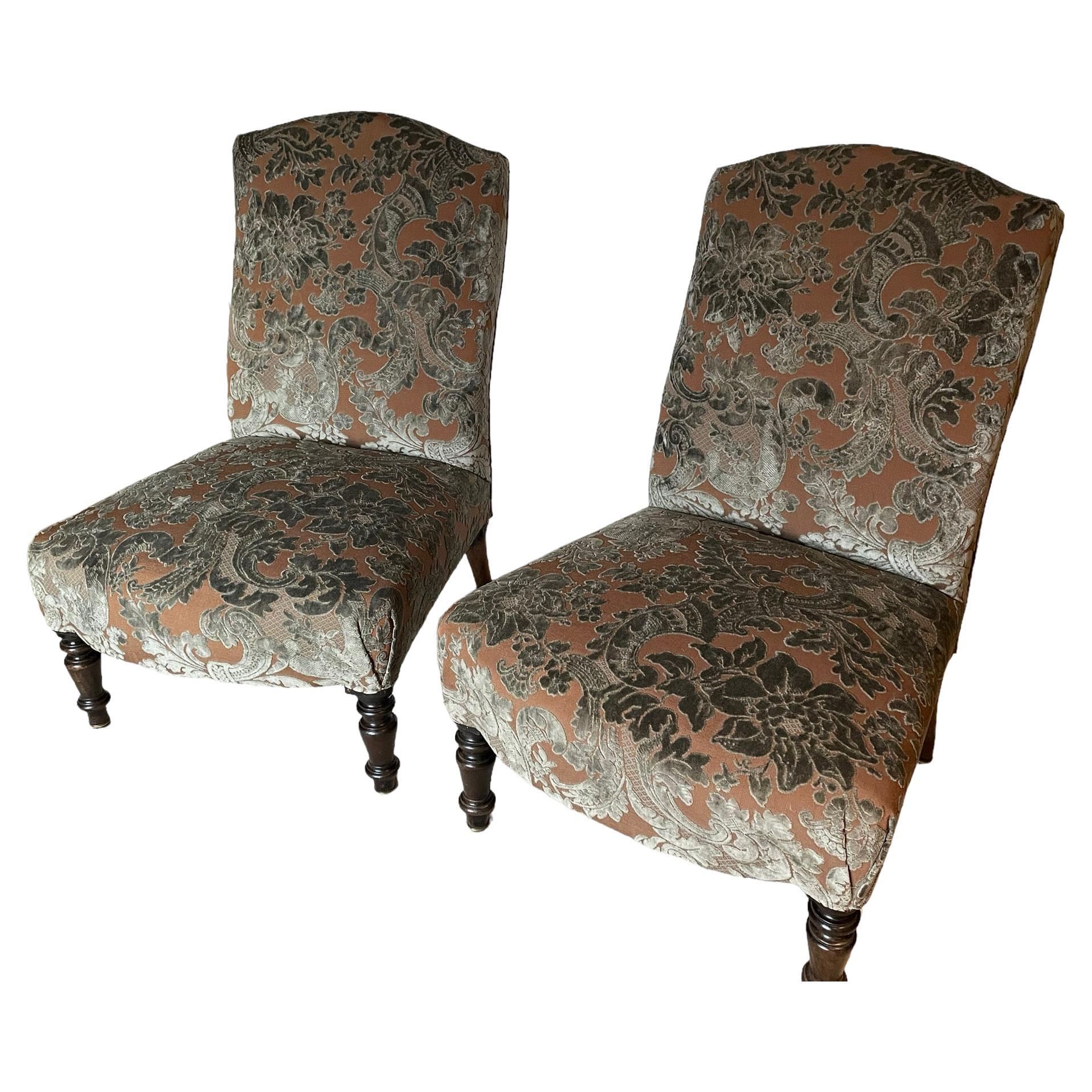 French Pair of Napoleon III Slipper Side Chairs