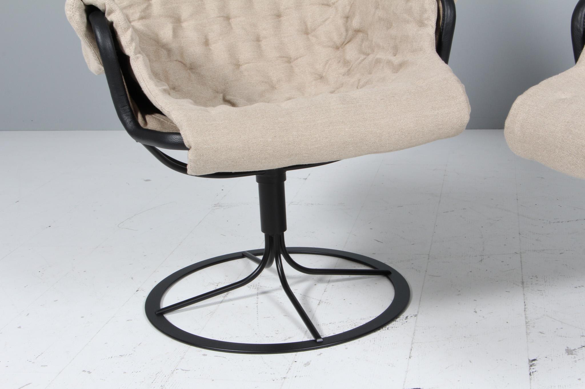 Bruno Mathsson Chaise longue Jetson en toile et cuir noir Bon état - En vente à Esbjerg, DK
